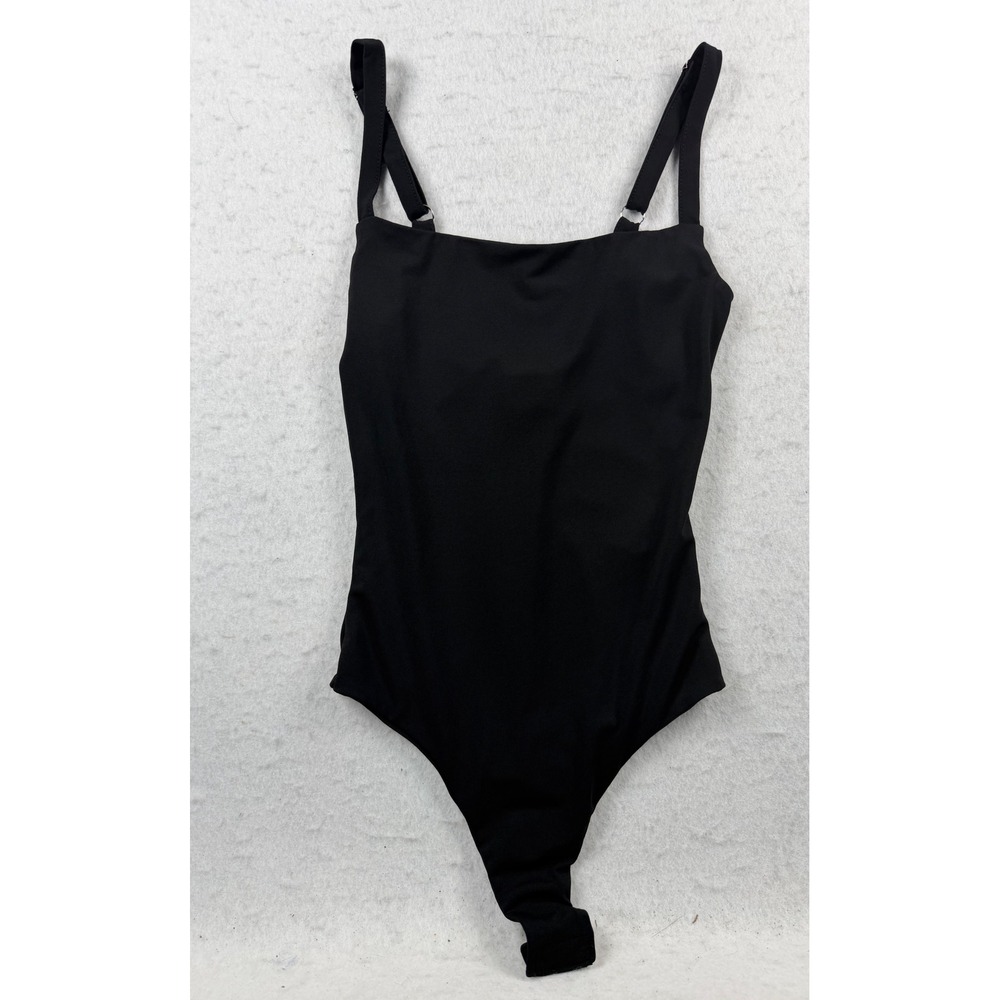 Princess Polly Women Black Square Neck Adjustable Strap Thong Bodysuit US 2